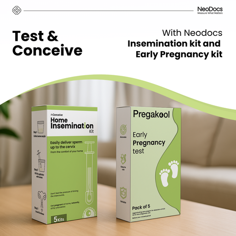 Neodocs I-Conceive IVI/IUI kit + 5 Pregnancy test kit | At Home Insemination Kit | From the comfort of your home | Get pregnant without intercourse | Easy and Convenient | (Pack of 5)
